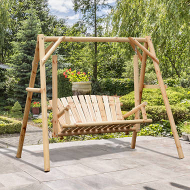 Outdoor wooden best sale swing seat